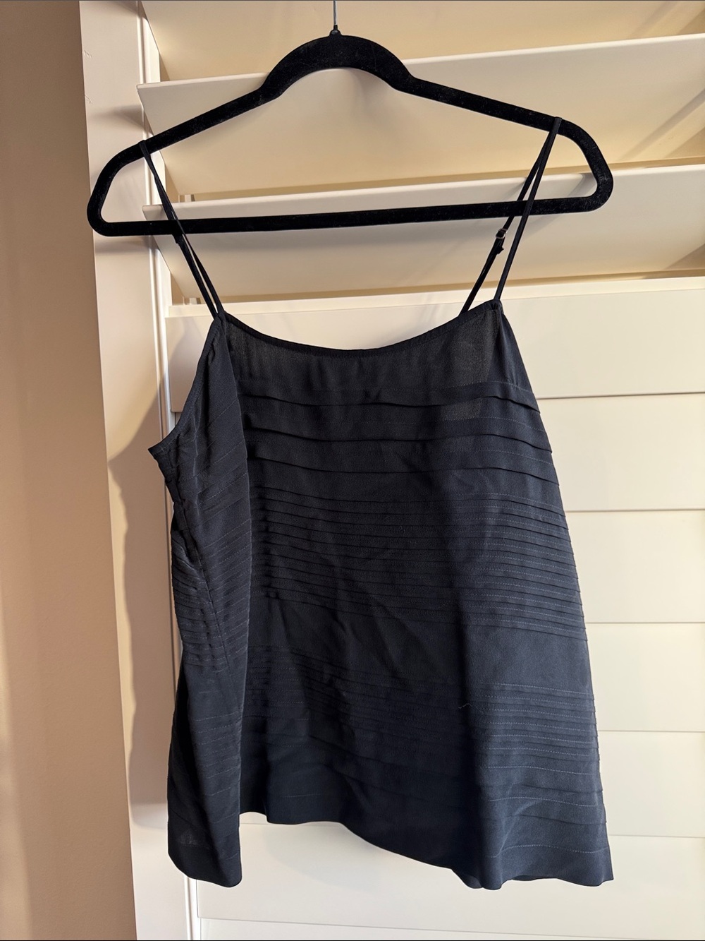 Joie 100% Silk Black Textured Spaghetti Strap Tank!